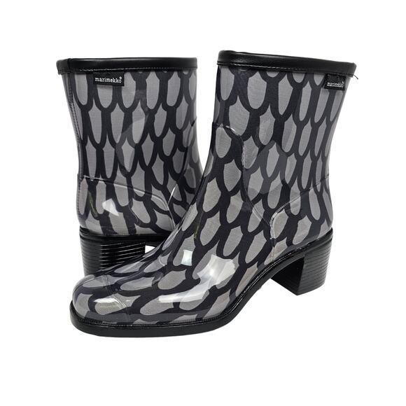 Marimekko 7.5 Rain Boots Abstract Rubber Ankle Chelsea Heel EU 38 - Picture 1 of 13